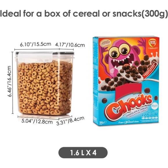 Airtight Food Storage Containers 6 Pieces - Plastic BPA Free Kitchen Pantry - Picture 3 of 8